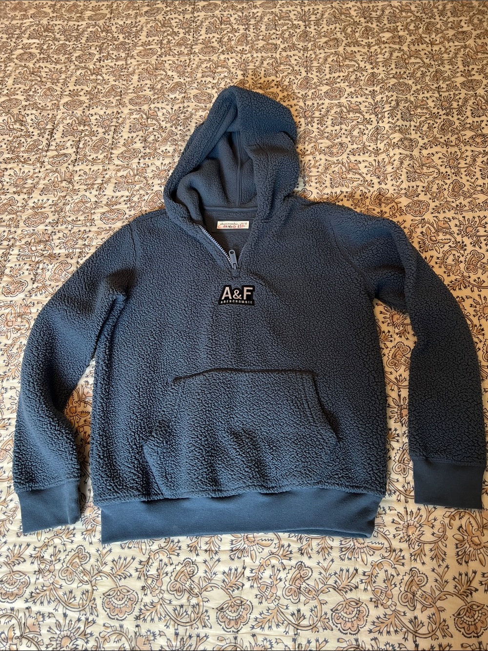 Abercrombie & Fitch Youth Blue Sherpa Half-Zip Hoodie - 11/12